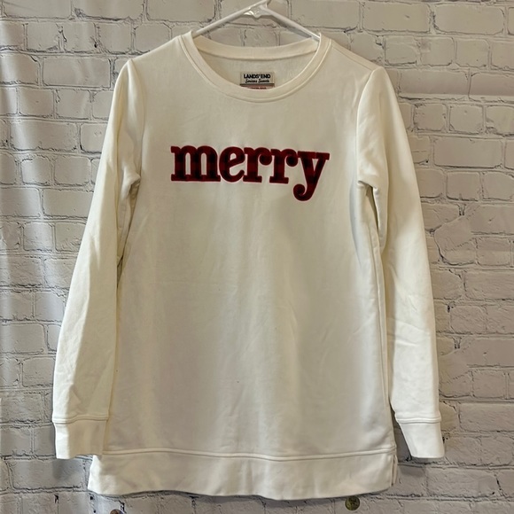 Lands End Holiday “Holiday” Merry Sweatshirt SZ Small - Picture 1 of 8